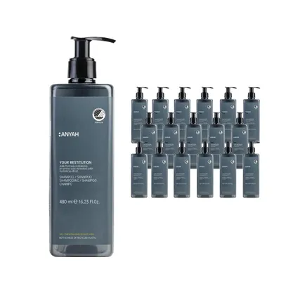 Produktbild von ANYAH Shampoo 18 × 480 ml – Feuchtigkeit, Glanz, für trockenes Haar, vegan, Ecolabel - Nicht Nachfüllbar