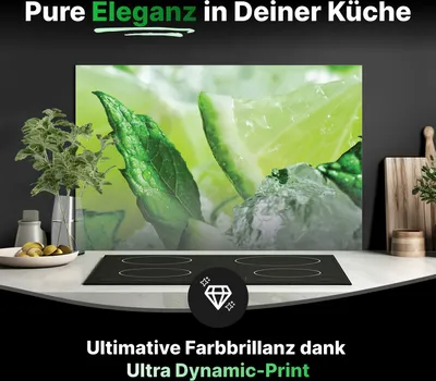 Produktbild von Spritzschutz Küchenrückwand Glas 100 x 50 cm Limette und Minzblätter mit Eis - RUECKWAND24
