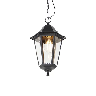 Produktbild von QAZQA - Klassisch I Antik Klassische AußenHängelampe I Pendellampe I Pendelleuchte schwarz IP44 - Havanna I Außenbeleuchtung - Aluminium Länglich - LED geeignet E27