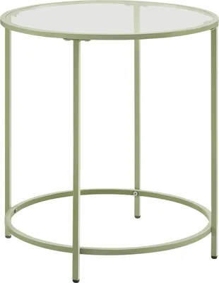 Produktbild von VASAGLE Beistelltisch rund, kleiner Couchtisch, Glastisch, mit gehärteter Glasoberfläche und Metallgestell, Nachttisch, Sofatisch, Balkon,