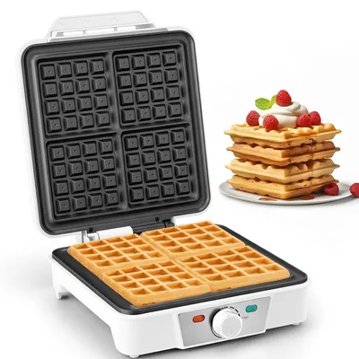 Waffeleisen für 4 Waffeln, 1200 W, Antihaft, Edelstahl