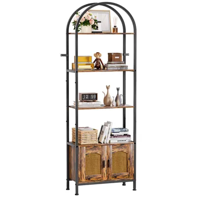 Produktbild von Yorbay Bücherregal 5 Ebenen, Standregal mit Schrank, Bogenförmiges Aufbewahrungsregal Metallstruktur, 60x28x177cm, für Wohnzimmer, Schlafzimmer