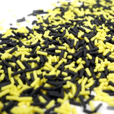 Produktbild von Streuselheld Jimmie`s Schwarz & Gelb 40g Streusel zum Dekorieren und Verzieren von Gebäck aller Art wie Torten Kuchen Keksen Zuckerstreusel