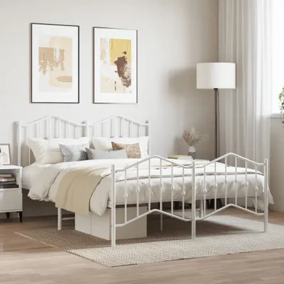 Produktbild von Cloris Designermöbel Bettgestell mit Kopf- und Fußteil Metall Weiß 135x190 cm 2024 Neu