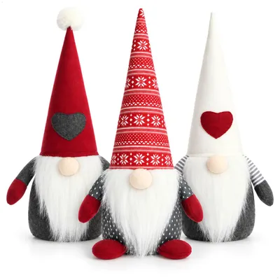 Produktbild von com-four® 3x Wichtelfigur 40 cm, Weihnachtsdeko Wichtel Mix-Set, 1,4 kg, rot