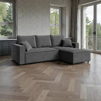 Produktbild von FurMeb24 ECKSOFA mit Schlaffunktion und bettkasten ALCOS L 232 cm × 143 cm × 85 cm Stoff POSO 60