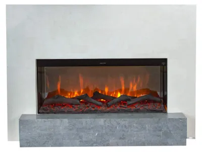Image de Xaralyn cheminée électrique - Santos EL90 - blanc pierre naturelle - 1400 Watt chauffage - avec télécommande - cheminée encastrable inclus - cheminée décorative