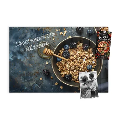 Produktbild von Magnettafel 90x60cm Pinnwand Whiteboard beschreibbar - Müsli mit Beeren