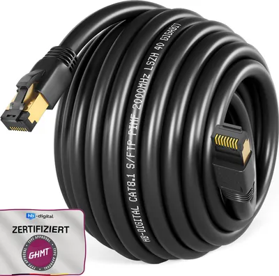Produktbild von hb-digital 25m RJ45 Patchkabel CAT 8.1 S/FTP LSZH schwarz