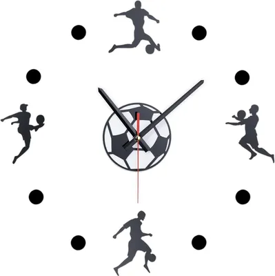 Produktbild von Relaxdays Wanduhr DIY, Fußball-Wanduhr Kinderzimmer, Ø 50-100 cm, Wandtattoo Uhr zum Kleben, 3D-Uhr Wand, scharz/weiß
