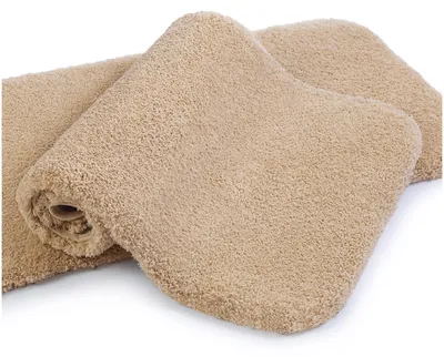Image de Tapis de bain, 50 x 80 cm, lot de 2, couleur beige, antidérapant, pour salle de bain