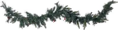 Produktbild von BELIANI Weihnachtsgirlande Grün Kunststoff 180 cm mit LED Beleuchtung Timer Batteriebetrieben Weihnachtsdeko für Kamin Treppe Geländer Fenster Innen