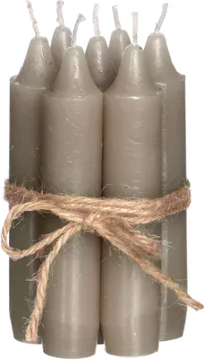 Produktbild von 7-tlg. Set Kerzen H 11 cm Stabkerzen Leuchterkerzen für Glasvasen -  Taupe
