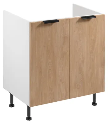 Image de Meuble sous-évier SALERNO - largeur 80 cm, blanc / chêne