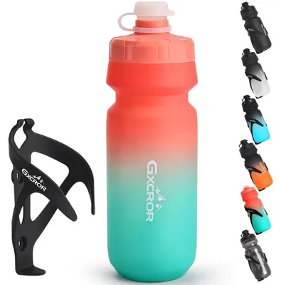 Obrázek produktu pro Sada držáku na láhev a láhve na kolo, objem 650 ml, černá + červená/zelená, bez BPA, lehká