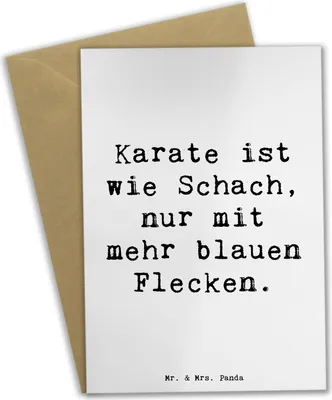 Produktbild von Mr. & Mrs. Panda Grußkarte Spruch Karate Schach - Weiß - Geschenk, Teamsport, Sportler, Präzision, Grußkarten, Geschenke, Strategie, weihnachtskarten, osterkarte, Humor