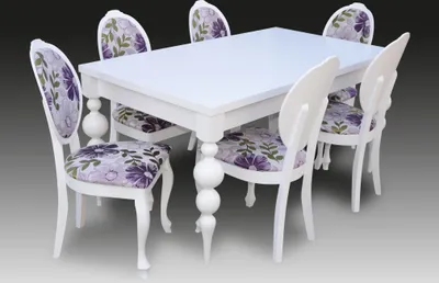 Image de Table de salle à manger classique avec 6 chaises Salle à manger Groupe de chaises Tables en bois Nouveau