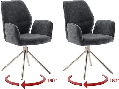 Produktbild von Armlehnstuhl >GREYTON< (2-er Set) in Anthrazit, Polyester - 61x91x63cm (BxHxT)