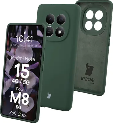Produktbild von Silikon Handyhülle für Xiaomi Redmi Note 15 / POCO M8 5G, Bizon Soft Case, Dunkelgrün