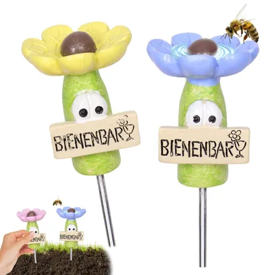 Bienentränke aus Keramik, 2 Stück, Blumenmuster, für Garten