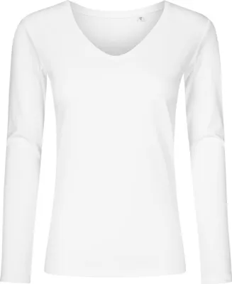 Immagine prodotto di X.O by Promodoro 1560 | Maglietta donna con scollo a V e maniche lunghe, cotone pettinato - Colore: Bianco - Taglia: XS