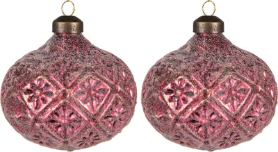 Produktbild von Clayre & Eef Weihnachtskugel 2er Set Ø 10 cm Rot Glas