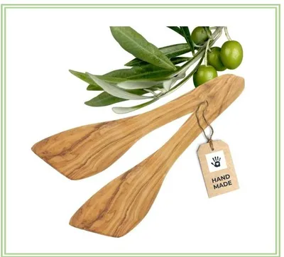 Produktbild von 2 Stück Pfannenwender aus Olivenholz 29 cm Wender auffällige Maserung