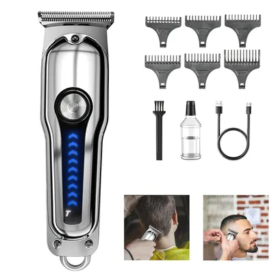 Produktbild von Haarschneider, Tragbarer Mini Haarschneider, Profi Haarschneider Herren, Lichtanzeige, Motor mit hoher Leistung, Mit 6 verschiedenen Kammgrößen