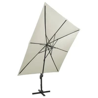 Immagine prodotto di vidaXL Ombrellone semaforo con illuminazione a LED 300 cm bianco sabbia