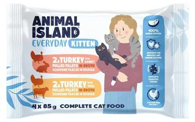 Zdjęcie produktu dla ANIMAL ISLAND Kitten indyk/królik/cielęcina Karma Mokra 4x85g