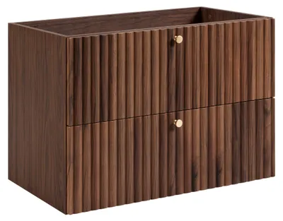 Produktbild von Badezimmer-Hängeschrank mit Waschbeckenaussparung 80 Eiche Nussbaum, Griffe in drei Farben, 80 x 44,4 x 57 cm