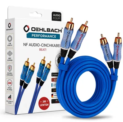 Zdjęcie produktu dla OEHLBACH BEAT! INTERLINK Blue 3m, Męska, 2 x RCA, Męska, 3 m, Niebieski