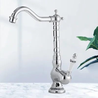 Produktbild von Badarmatur - Waschtischarmatur - Warm/Kalt - Deckmontage - Edelstahlgehäuse - Messing-Ventilkern - G3/8-Anschluss - Silber