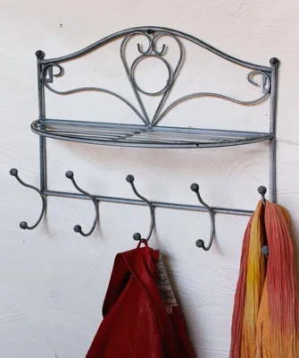 Produktbild von DanDiBo Wandgarderobe Vintage mit Ablage Garderobe Wand 20122 38 cm Kleiderhaken Wandregal Haken