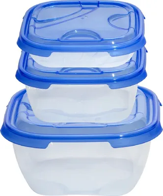Produktbild von 3er-Set Frischhaltedosen mit Deckel Blau