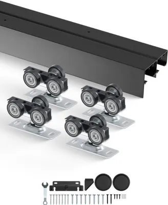 Obrázek produktu pro Kování pro posuvné dveře s dvojitou kolejnicí 1219 mm - Sada kolejnic pro posuvné dveře - Systém posuvných dveří pro optimalizaci prostoru