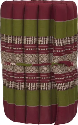 Produktbild von Fine Asianliving Thaimatte Rollbar Kapokfüllung 190x50x4.5cm Burgundergrün Thai Kissen Meditation Matte Matratze Kapok 301-P09