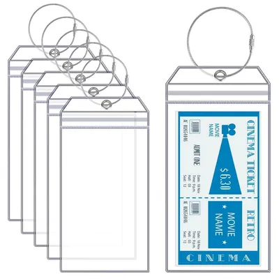 Productafbeelding van 6 stuks grote bagagelabels voor cruises, 19,5 x 10,3 cm, transparant PVC, waterdicht, met roestvrijstalen lus