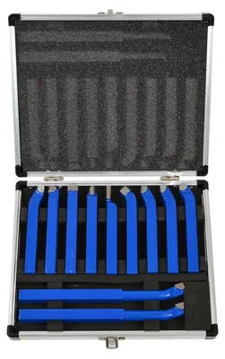 Immagine prodotto di Set di utensili per tornitura con punta in carburo da 11 pezzi, kit di utensili per tornitura, utensili tornio set per tornitura in carburo con inserti in carburo e punte in metallo duro, 10 x 10 mm, Geko