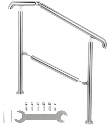 Image de VEVOR Rampe d'escalier Main courante Acier inoxydable 3 marches réglable Rampe d'entrée