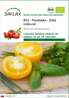 Obrázok produktu pre SAFLAX - BIO - Paradajka - Zlatá kráľovná - Solanum lycopersicum - 15 Semená