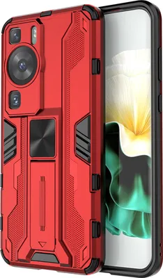 Produktbild von Huawei P60 Hülle, Dual Layer PC TPU Bumper Stoßfest Ständer Schutzhülle für Huawei P60 / P60 Pro Rot
