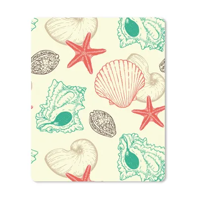 Produktbild von MuchoWow® Mauspad Mousepad Muscheln - Seestern - Strand - Vintage - Muster 19x23 cm - Mousepads - Maus Mat - Pad - Mausunterlage - Mauspads - Spielen