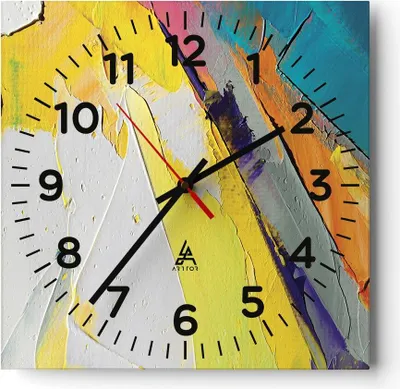 Produktbild von Wanduhr - Quadrat - Glasuhr - Deadlock Farben dreidimensional - 30x30cm - Schleichendes Uhrwerk - Lautlos - zum Aufhängen bereit - Dekoration Modern - Wanddekoration aus Glas - C4AC30x30-4871