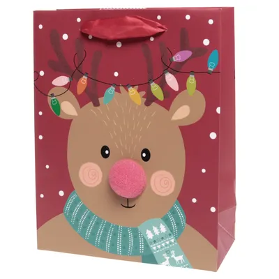 Produktbild von 12 x süße Geschenktüten Hirsch 18 x 23 cm (B/H) aus Papier für Weihnachten - Geschenktaschen für Weihnachten aus Papier - Geschenktüten für Kinder