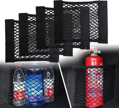 Productafbeelding van Set van 4 bagagenetten voor de kofferbak - 30x25 cm, elastisch nylon, zwart