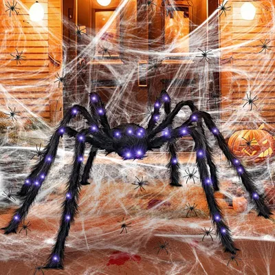 Imagen del producto de Enorme araña decorativa para Halloween - Decoración espeluznante para Halloween - Gran motivo de araña