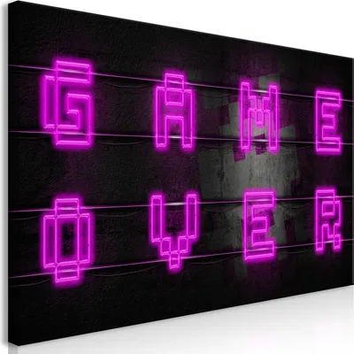 Produktbild von Wandbild Mega XXXL für Gamers 250x125 cm Einteiliger XXL-Format Kunstdruck zur Selbstmontage Leinwandbilder moderne Bilder DIY Wanddekoration Wohnung Deko Game Over i-A-0152-ak-e