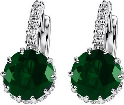 Produktbild von Damen-Ohrstecker, rund, mit Zirkonia, eingelegt, für Hochzeit, Verlobung, Schmuck, Geschenk-Schwarzgrün