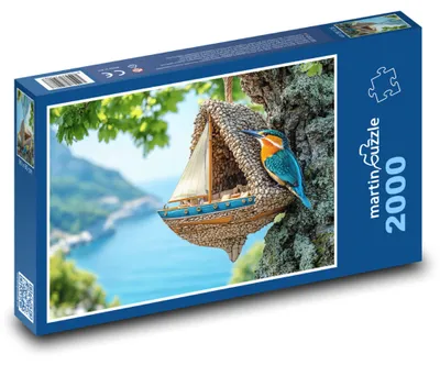 Zdjęcie produktu dla Puzzle 2000 Zimorodek przy budce dla ptaków - martinpuzzle
